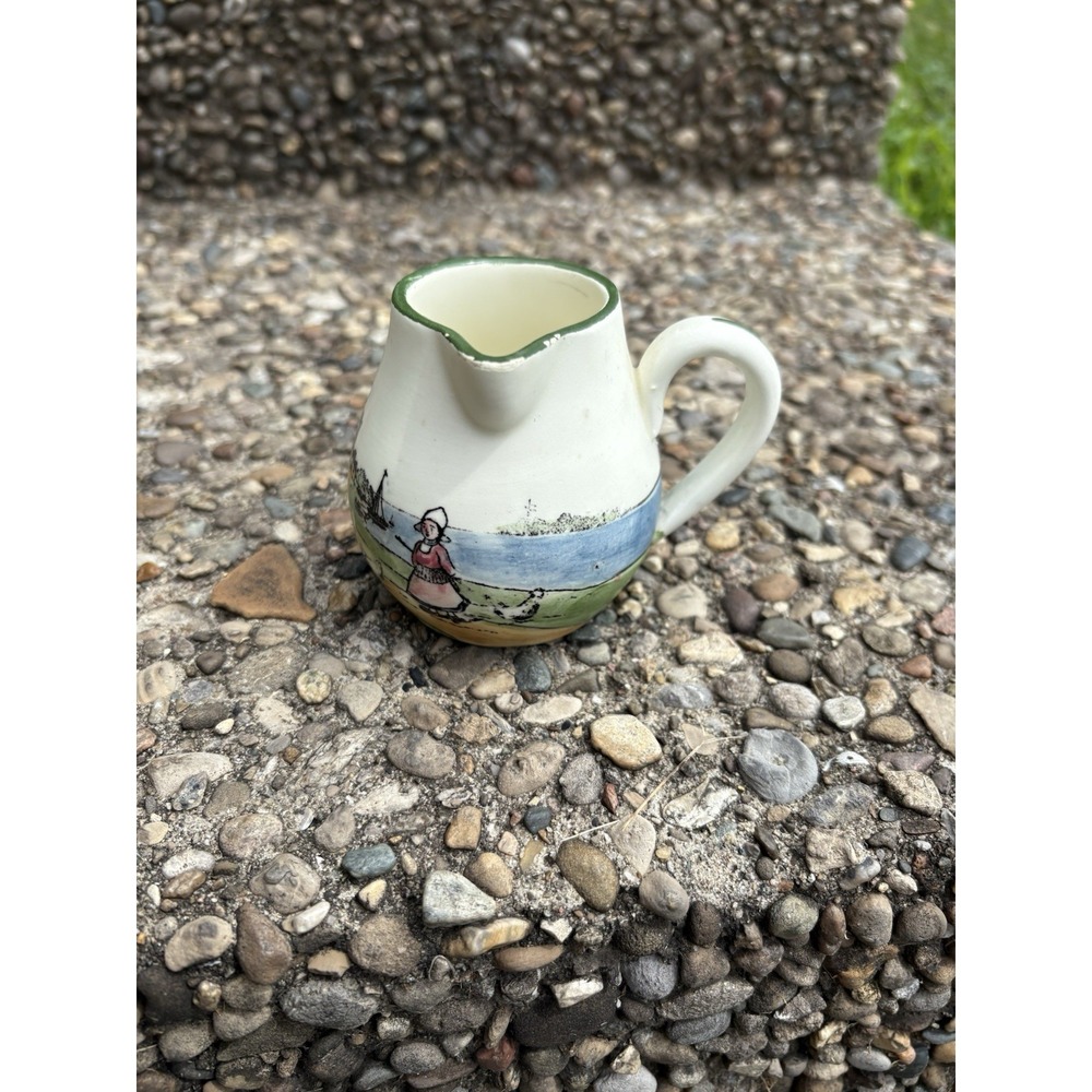 Vintage ZELL Pottery Pitcher  Dutch Scene Made in Germany